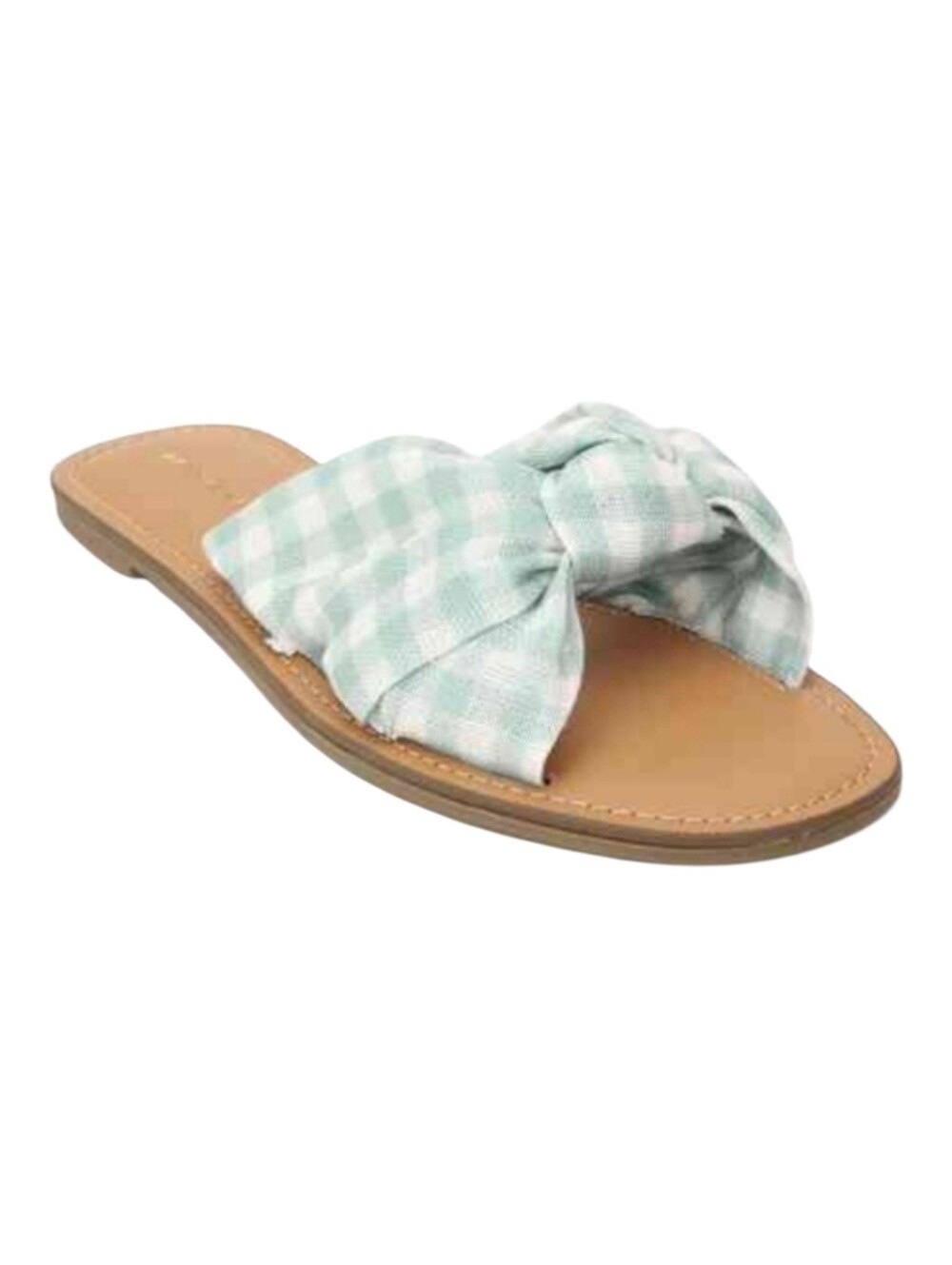 NWT American Eagle Outfitters Gingham Plaid Bow Slide Sandals Checkered Flats 9